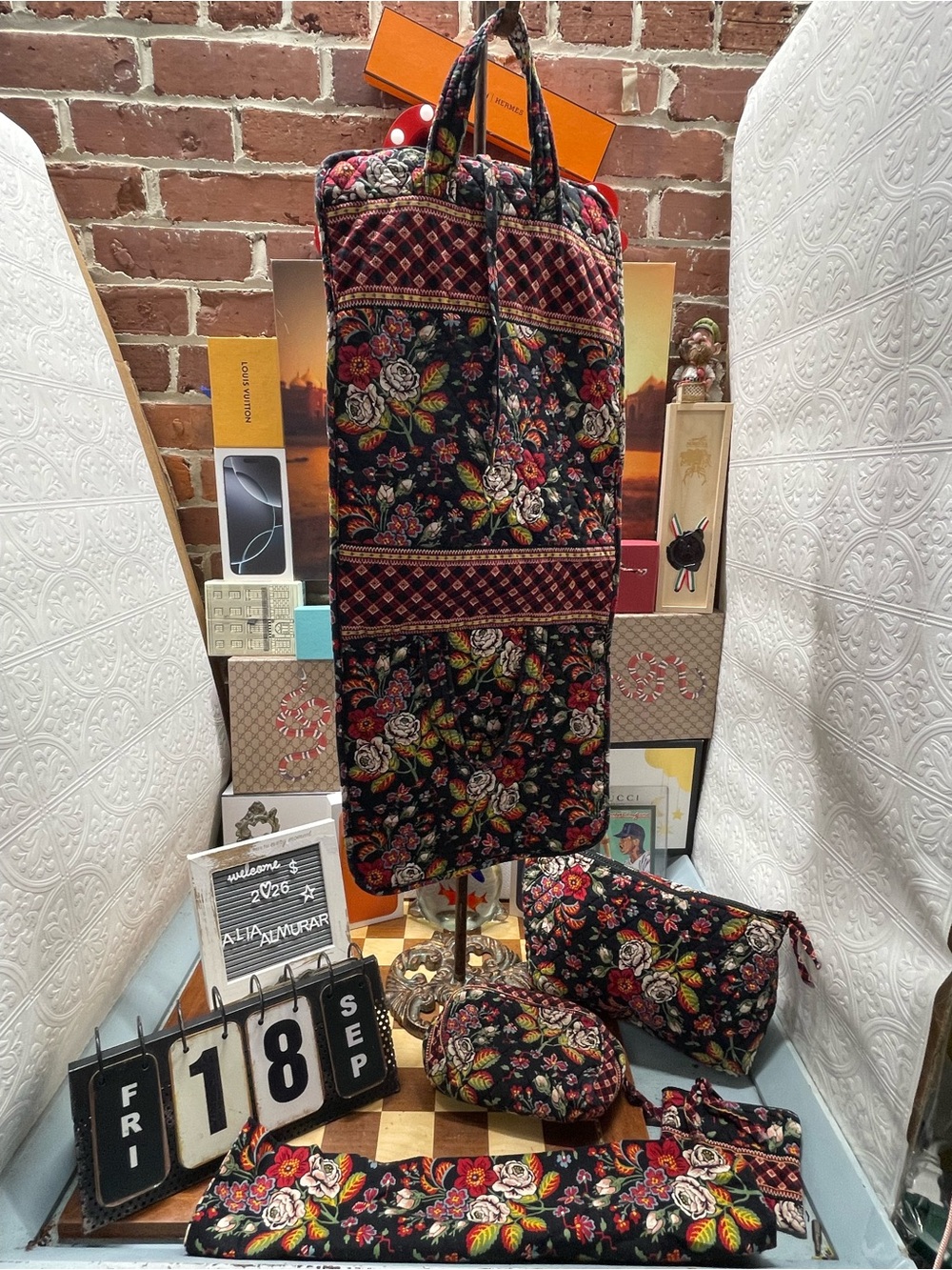 vintage Vera Bradley quilted garment bag in the retired Anastasia pattern,5 pc